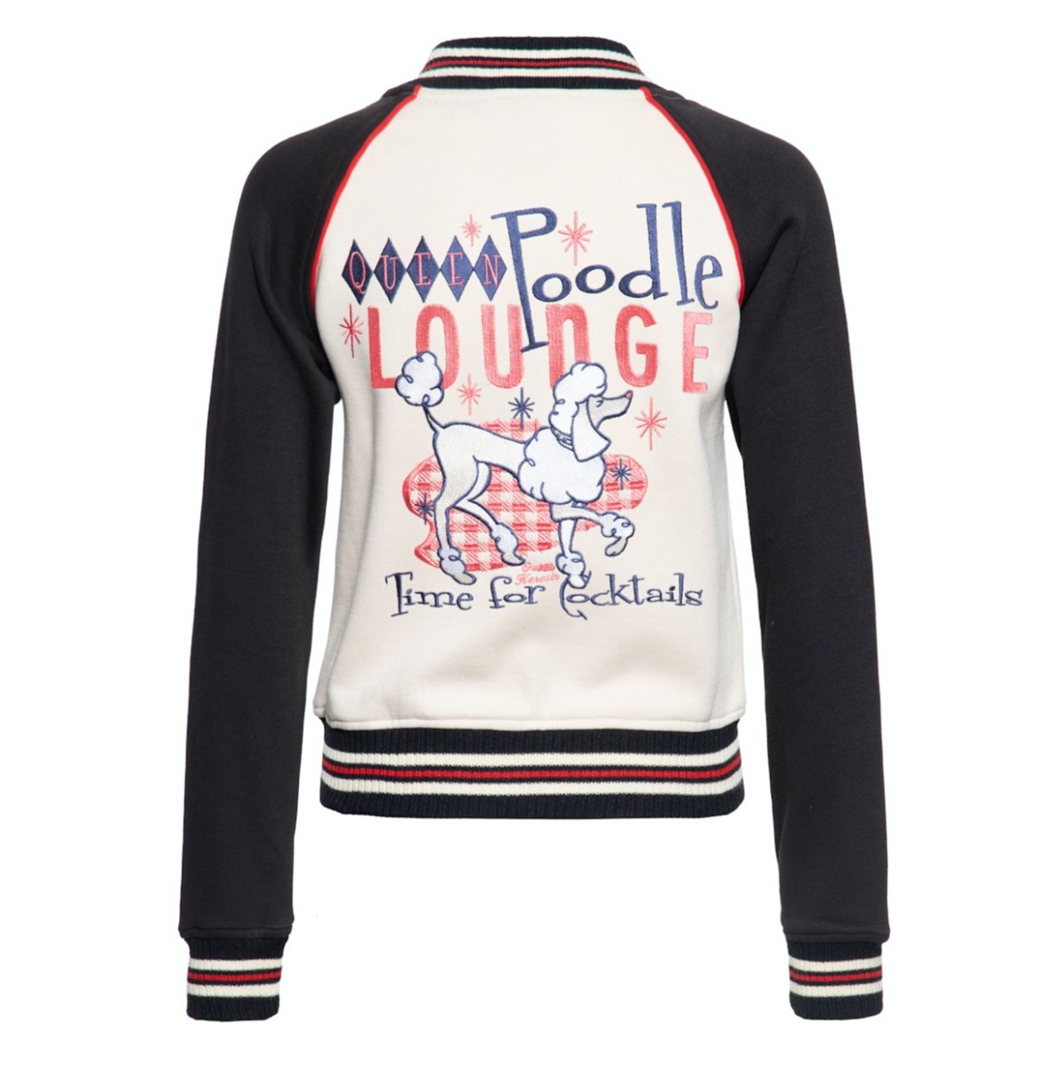 Queen Kerosin Poodle Lounge College Jacket Black-M | Queen Kerosin
