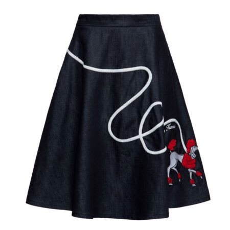 Queen Kerosin Poodle Retro Swing Skirt Denim-XS | Queen Kerosin