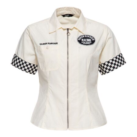 Queen Kerosin Racing Blouse Checkered White & Black -3XL | Queen Kerosin
