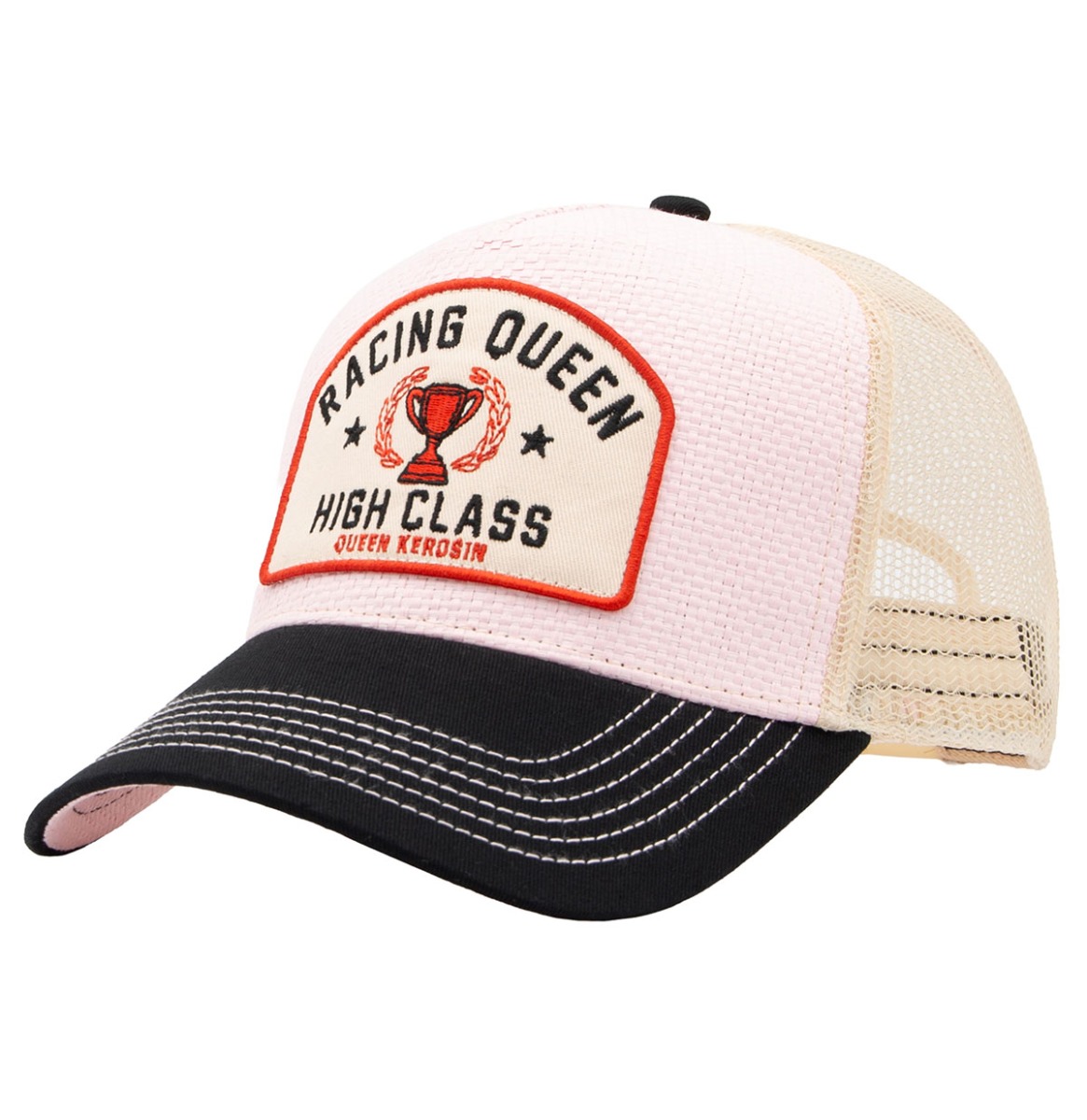 Queen Kerosin Racing Queen Trucker Rieten Pet Roze & Zwart & Crème | Queen Kerosin