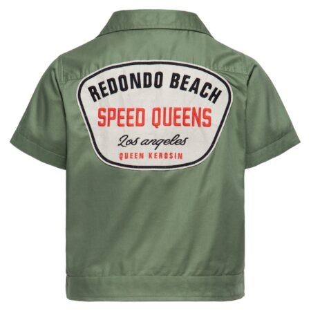 Queen Kerosin Redondo Beach Work Shirt Oil Green -M | 21% korting | Queen Kerosin