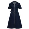 Queen Kerosin Retro Denim Dress With Belt-XS | 24% korting | Fiftiesstore
