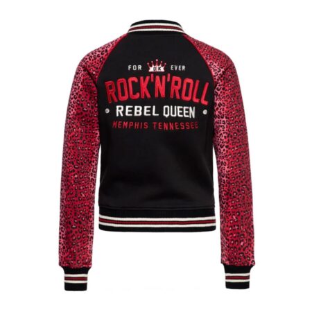 Queen Kerosin Rock 'N' Roll College Jacket Leopard Black -XS | 22% korting | Queen Kerosin