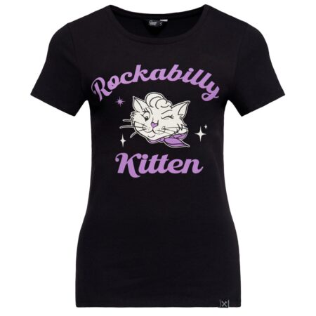 Queen Kerosin Rockabilly Kitten T-Shirt Black-2XL | Queen Kerosin
