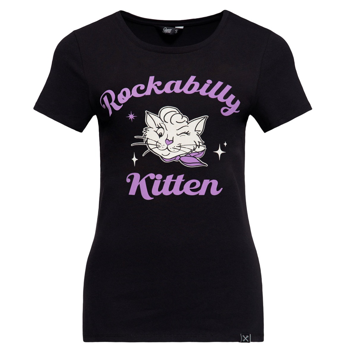 Queen Kerosin Rockabilly Kitten T-Shirt Black-2XL | Queen Kerosin