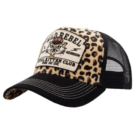 Queen Kerosin Royal Kitten Club Trucker Pet Luipaard & Zwart | Queen Kerosin