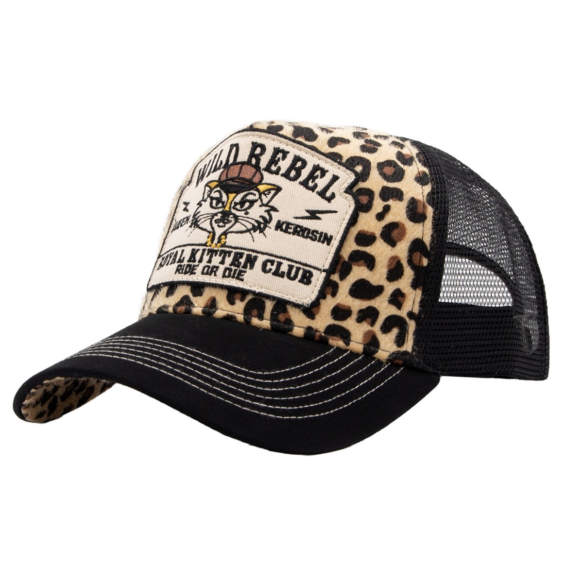Queen Kerosin Royal Kitten Club Trucker Pet Luipaard & Zwart | Queen Kerosin