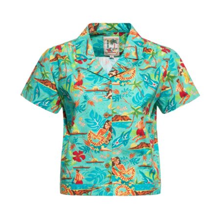 Queen Kerosin Short Sleeved Blouse Hawaii Mint-XL | Queen Kerosin