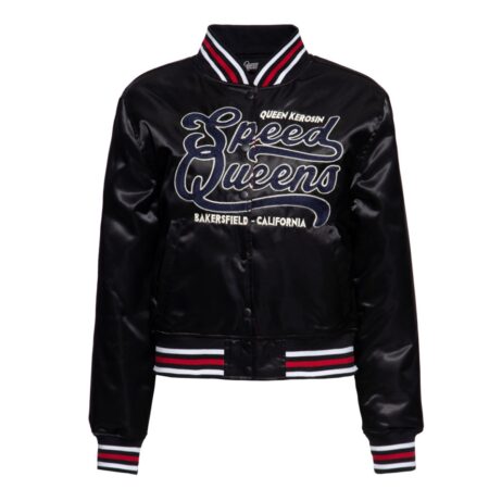 Queen Kerosin Speed Queens College Jacket Satin Black-L | 23% korting | Queen Kerosin
