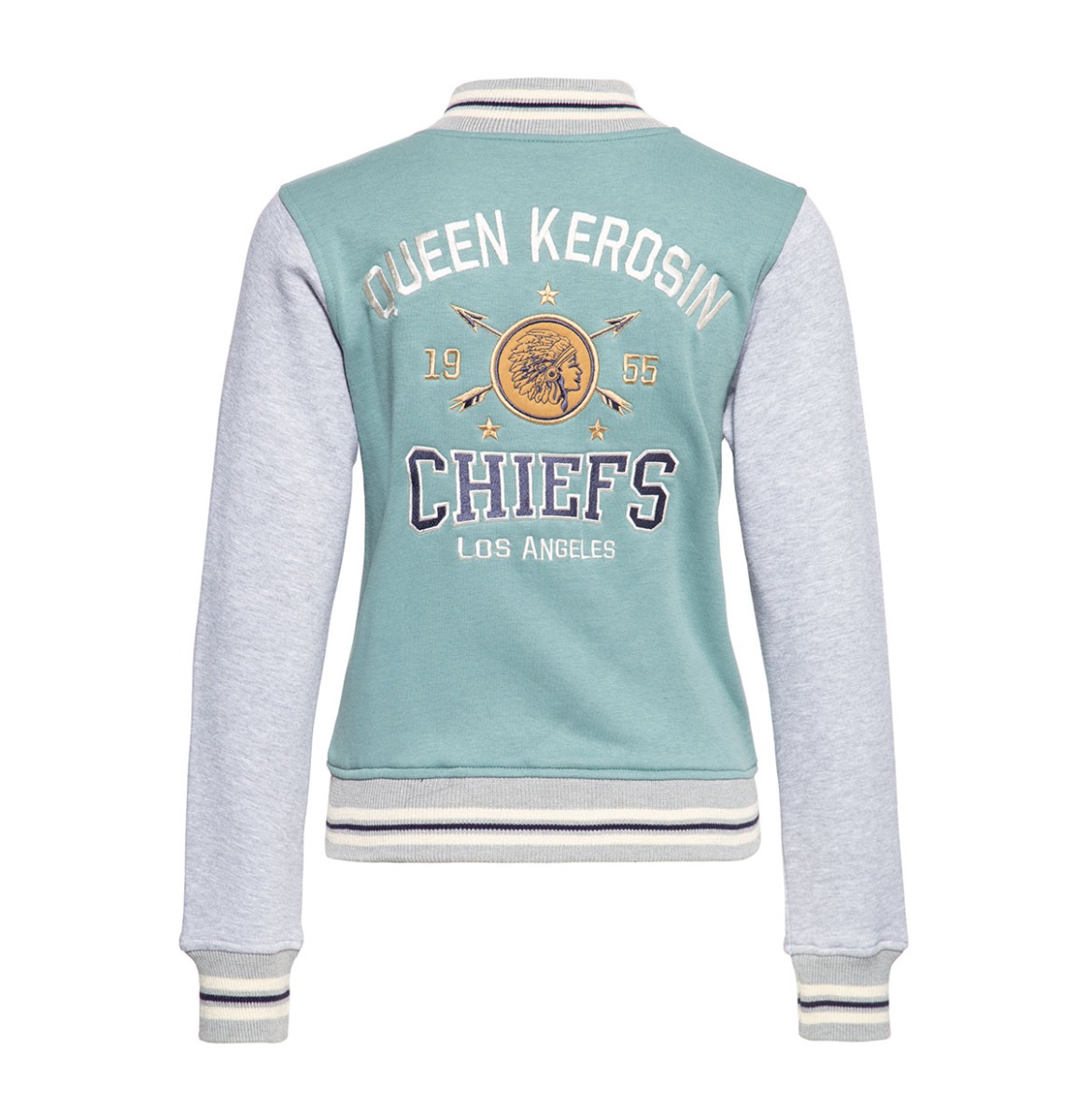 Queen Kerosin Sweat Jacket L.A. Chiefs Smokey Green & Grey-XXXL | Queen Kerosin