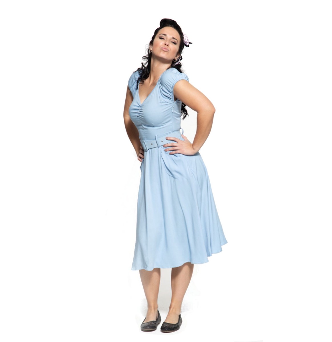 Queen Kerosin Swing Dress Mid Blue-XXL | Queen Kerosin