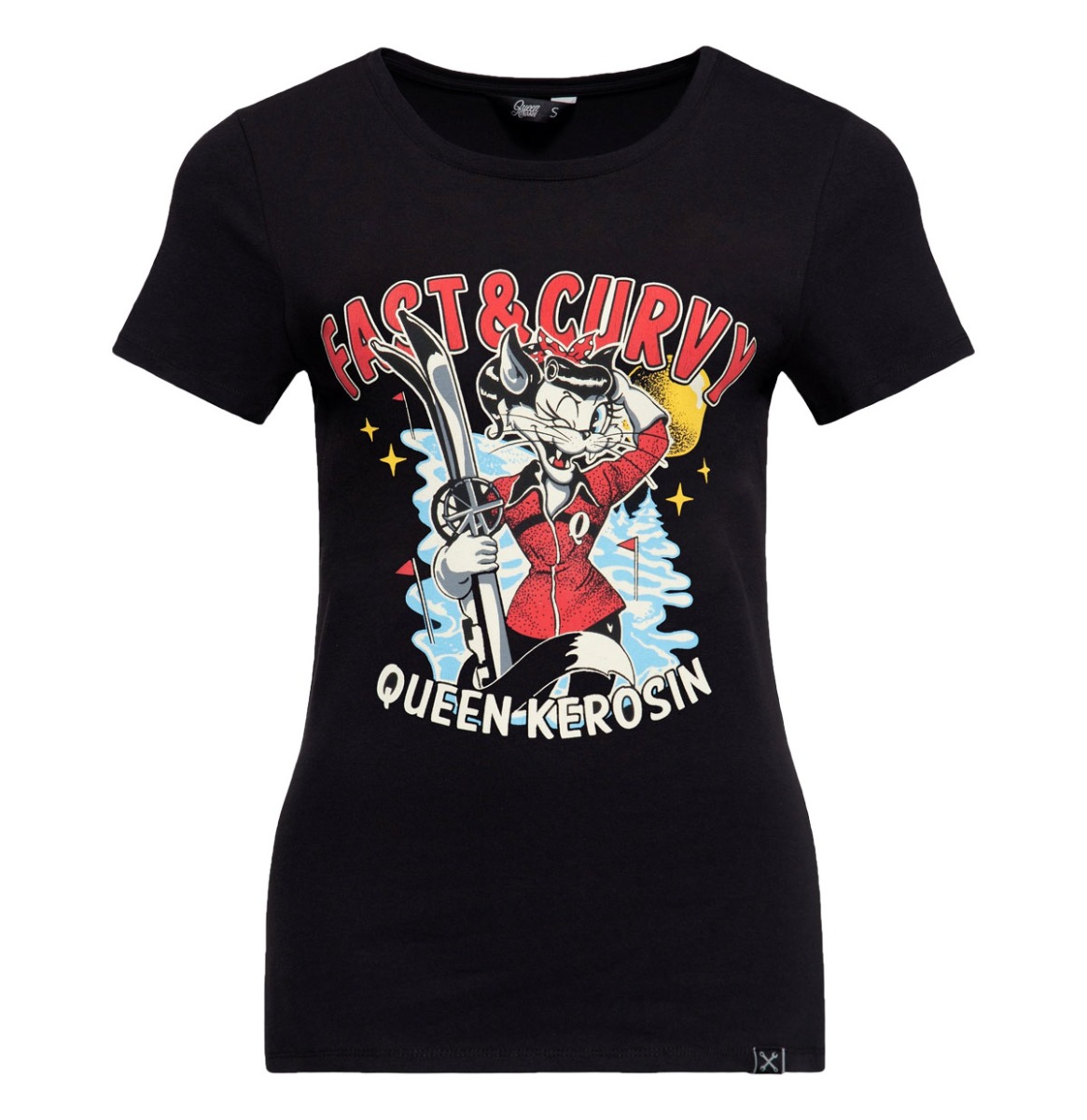 Queen Kerosin T-Shirt 'Fast & Curvy' Black-XL | Fiftiesstore