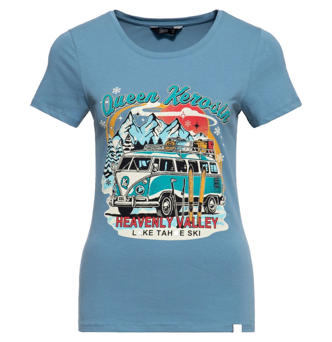 Queen Kerosin T-Shirt 'Heavenly Valley' Blue-XXXL | Fiftiesstore
