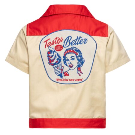 Queen Kerosin Taste Better Work Shirt Red & Off White -XL | Queen Kerosin