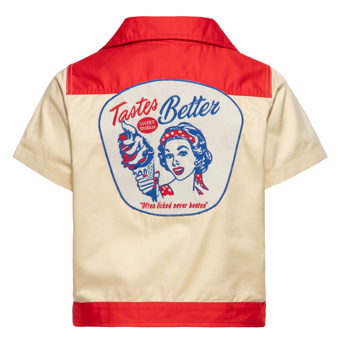 Queen Kerosin Taste Better Work Shirt Red & Off White -XL | Queen Kerosin
