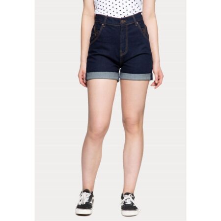 Queen Kerosin Tencel Denim Short High Waist Dark Blue-31 | Queen Kerosin