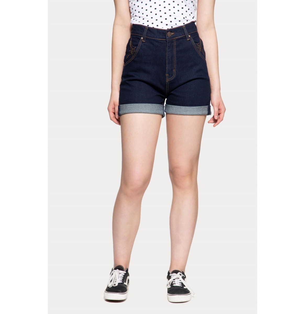 Queen Kerosin Tencel Denim Short High Waist Dark Blue-31 | Queen Kerosin