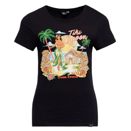 Queen Kerosin Tiki Lagoon T Shirt Black-S | 20% korting | Queen Kerosin