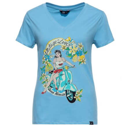 Queen Kerosin Vintage Love Shirt Blue-XXXL | Fiftiesstore