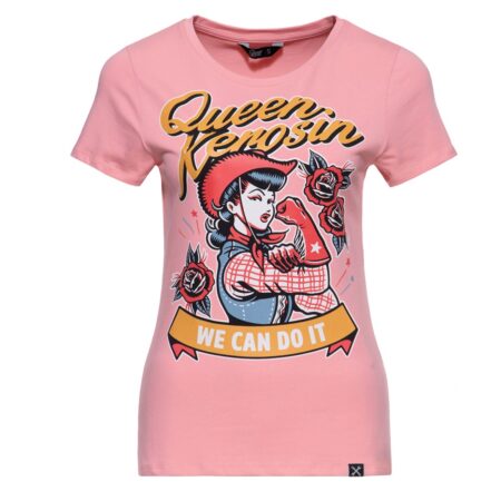 Queen Kerosin We Can Do It Cowgirl T-shirt Pink-4XL | Queen Kerosin