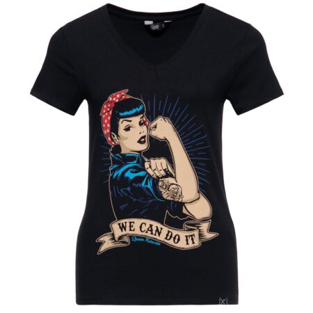 Queen Kerosin We Can Do It T-Shirt Black -XS | 20% korting | Queen Kerosin