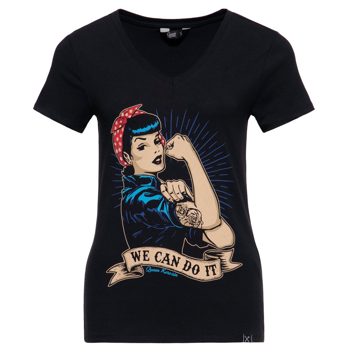 Queen Kerosin We Can Do It T-Shirt Black -XS | 20% korting | Queen Kerosin