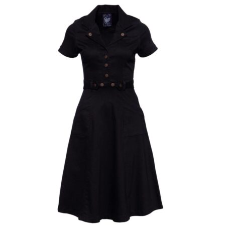 Queen Kerosin Workwear Swing Dress Black-M | 21% korting | Queen Kerosin