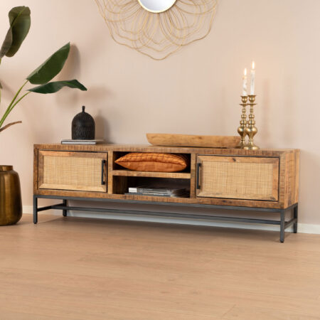 RENEW TV-meubel 'Carini' Hout en Webbing