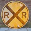 Railroad Crossing Rond Verkeersbord - Ø91cm - Origineel | The Dutch Pickers