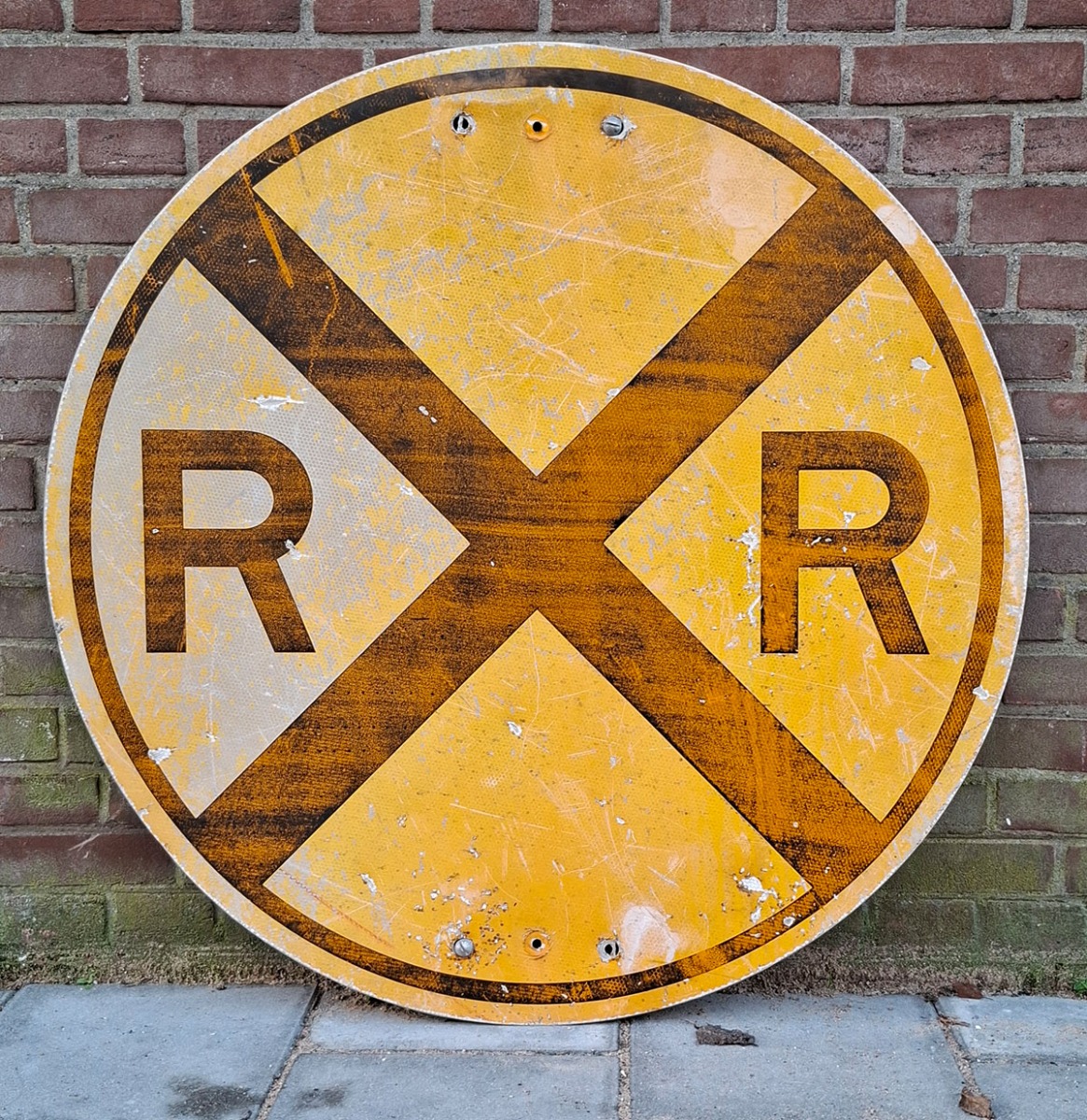 Railroad Crossing Rond Verkeersbord - Ø91cm - Origineel | The Dutch Pickers