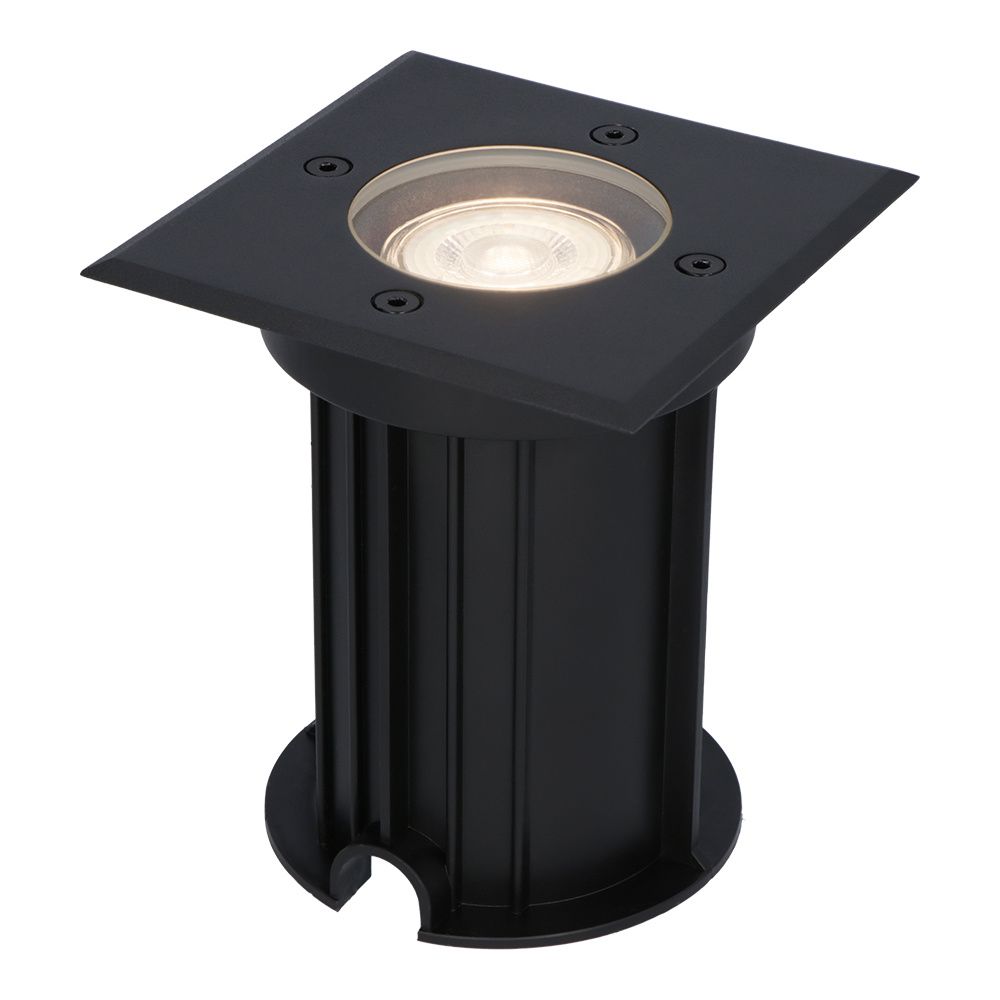 Ramsay LED Grondspot - Vierkant - Dimbaar - GU10 - 4000K neutraal wit - 4 Watt 345 Lumen - Tuinspot - Zwart - IP67 waterdicht - Overrijdbaar voor de Oprit
