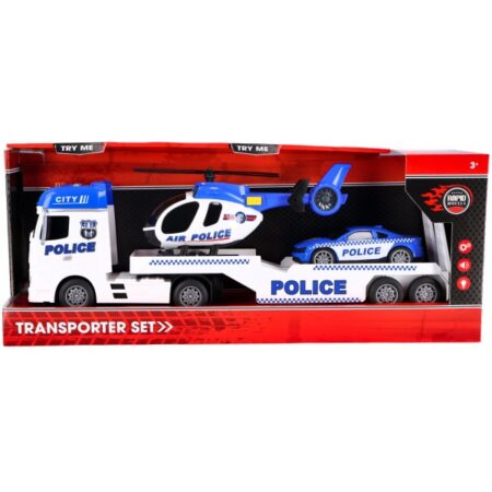 Rapid Wheels Autotransporter Politie Met Auto En Helicopter | Rapid Wheels
