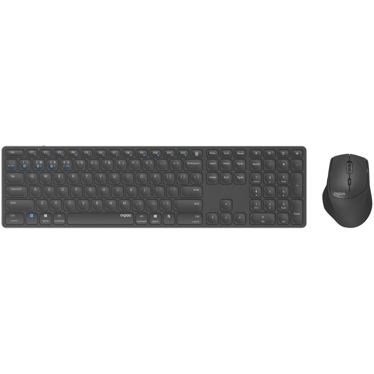 Rapoo 9800M Draadloze multimode Blade Combo Full Size Set Toetsenbord Grijs | Rapoo