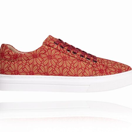 Red Cork Flower Sneakers Lureaux - Handgemaakte Nette Schoenen Voor Heren | Lureaux