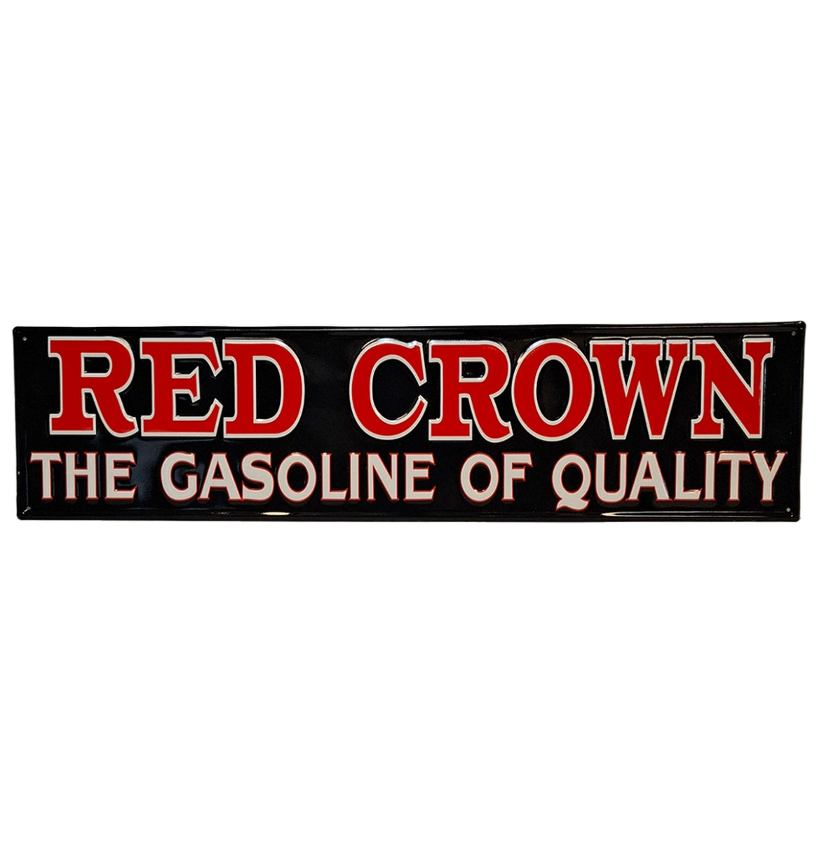 Red Crown Gasoline Stalen Bord met Relief - 79 x 19cm | Fiftiesstore