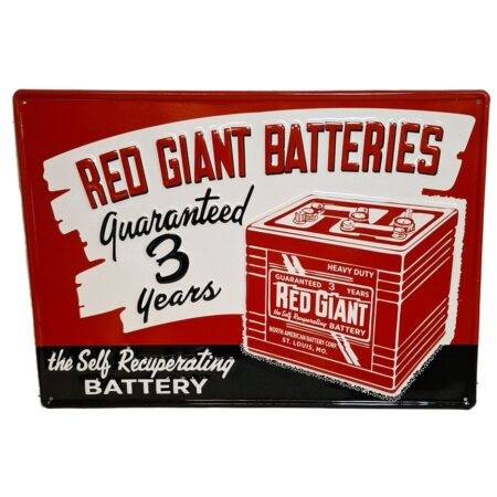 Red Giant Batteries Stalen Bord Met Relief - 50 x 35cm | Fiftiesstore