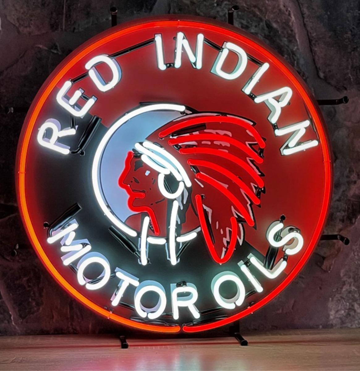 Red Indian Motor Oils Neon Verlichting 60 cm - Rood