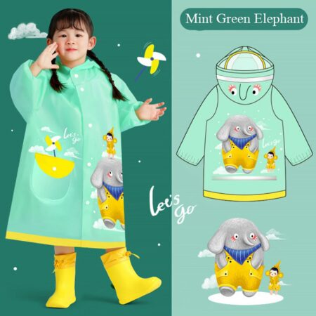 Regenjas / Regenponcho Mint Green Elephant |