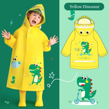Regenjas / Regenponcho Yellow Dinosaur |