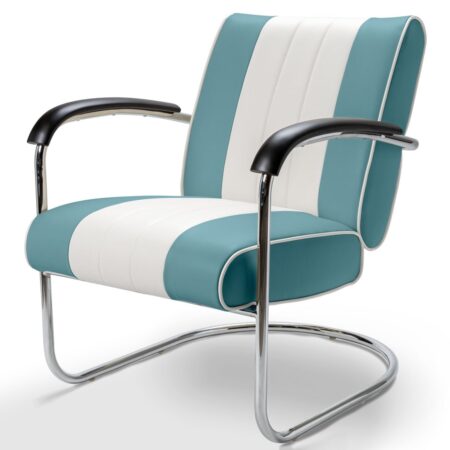 Retro Bel Air Lounge Stoel Pullman LC-01 Blauw/Wit | Bel Air Retro Fifties Furniture