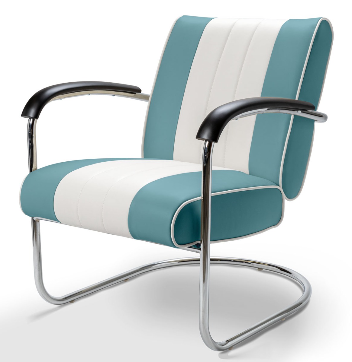 Retro Bel Air Lounge Stoel Pullman LC-01 Blauw/Wit | Bel Air Retro Fifties Furniture