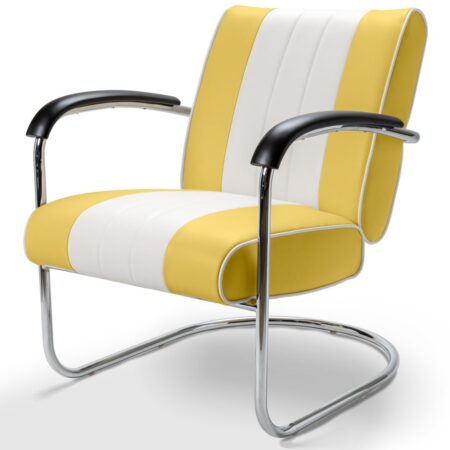 Retro Bel Air Lounge Stoel Pullman LC-01 Geel/Wit | Bel Air Retro Fifties Furniture