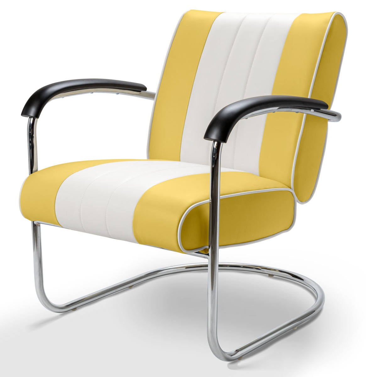 Retro Bel Air Lounge Stoel Pullman LC-01 Geel/Wit | Bel Air Retro Fifties Furniture