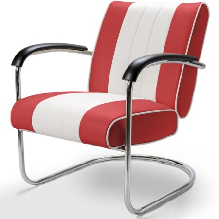 Retro Bel Air Lounge Stoel Pullman LC-01 Rood/Wit | Bel Air Retro Fifties Furniture