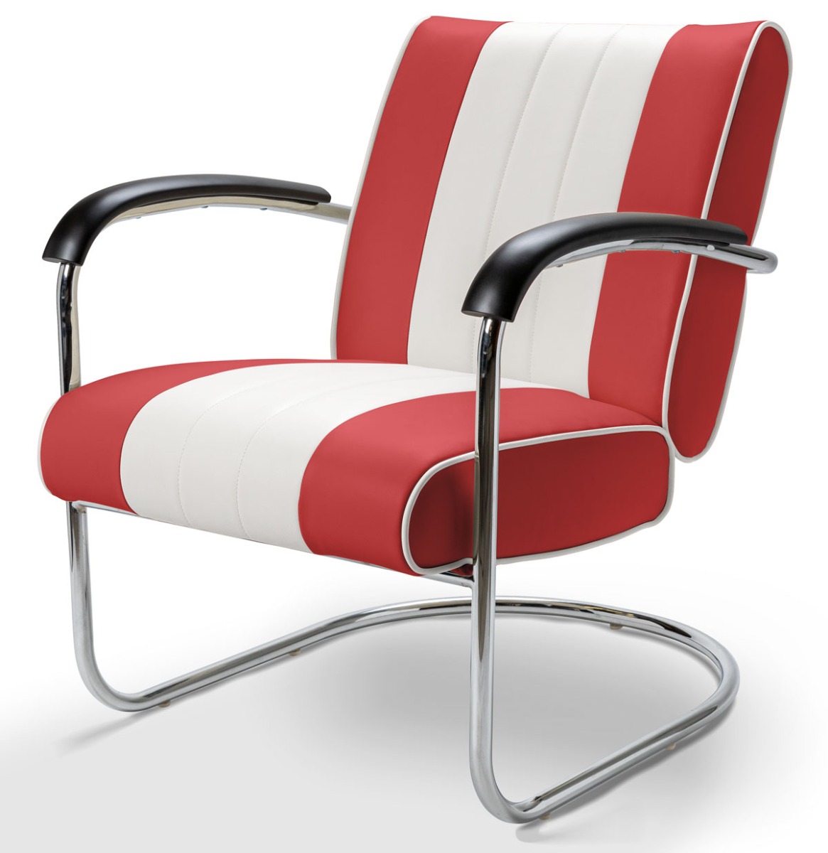 Retro Bel Air Lounge Stoel Pullman LC-01 Rood/Wit | Bel Air Retro Fifties Furniture