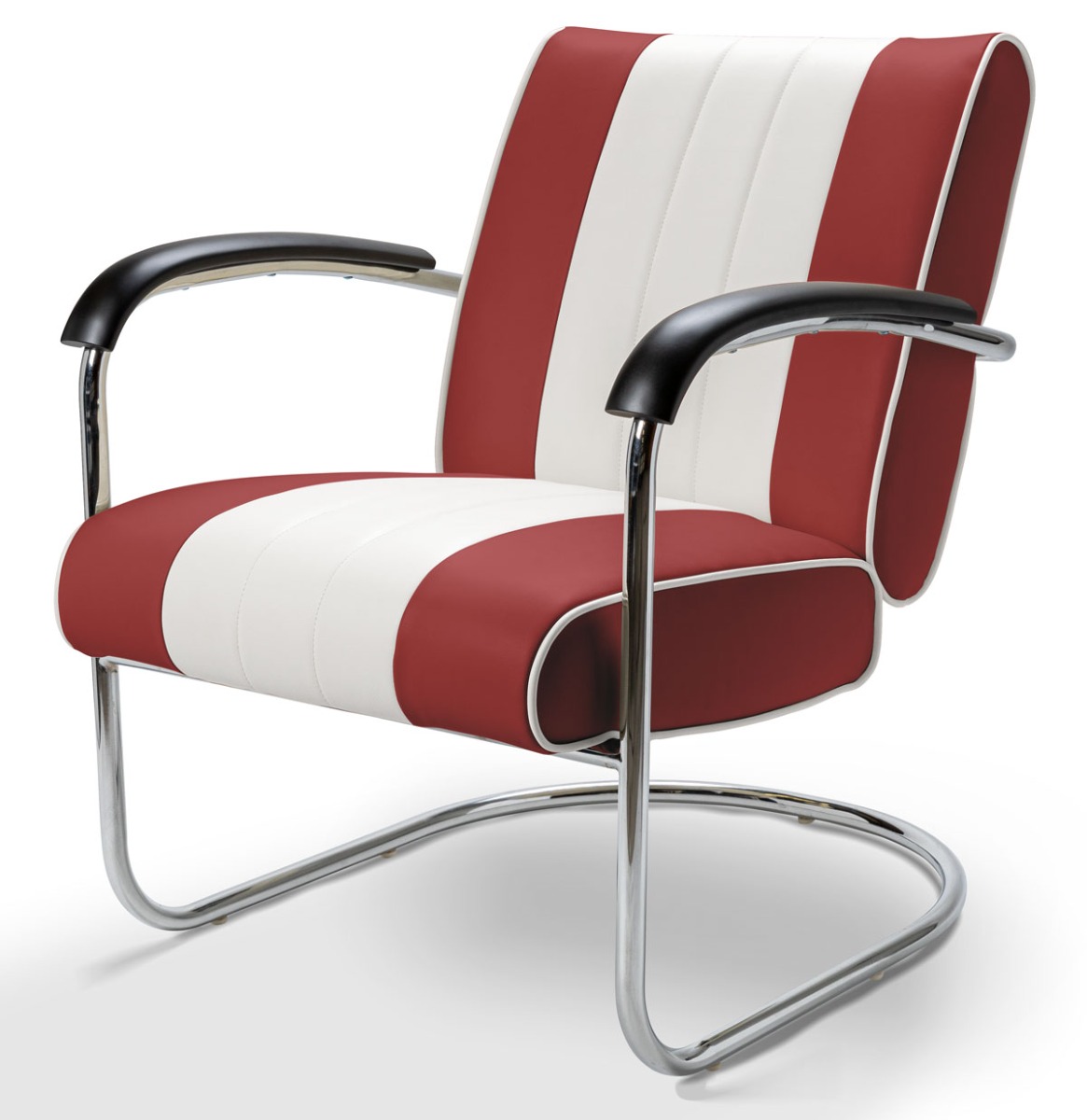 Retro Bel Air Lounge Stoel Pullman LC-01 Ruby/Wit | Bel Air Retro Fifties Furniture