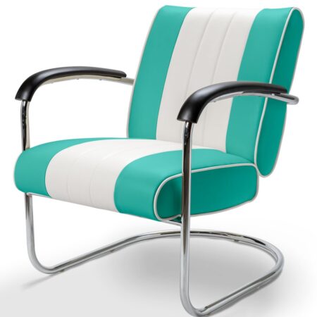 Retro Bel Air Lounge Stoel Pullman LC-01 Turquoise/Wit | Bel Air Retro Fifties Furniture