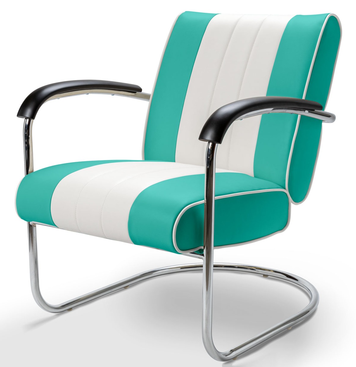 Retro Bel Air Lounge Stoel Pullman LC-01 Turquoise/Wit | Bel Air Retro Fifties Furniture