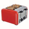 Retro Broodrooster 4 Sneden - Rood/Zilver | Fiftiesstore