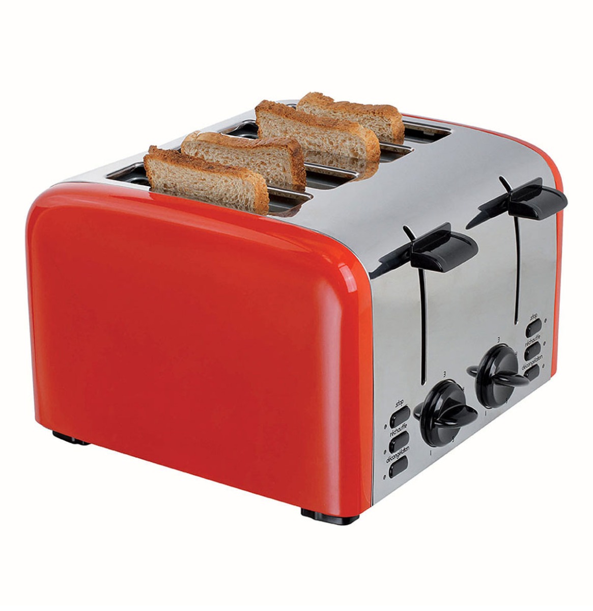 Retro Broodrooster 4 Sneden - Rood/Zilver | Fiftiesstore